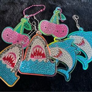 Vibrant Blue and Pink Sequin Keychains